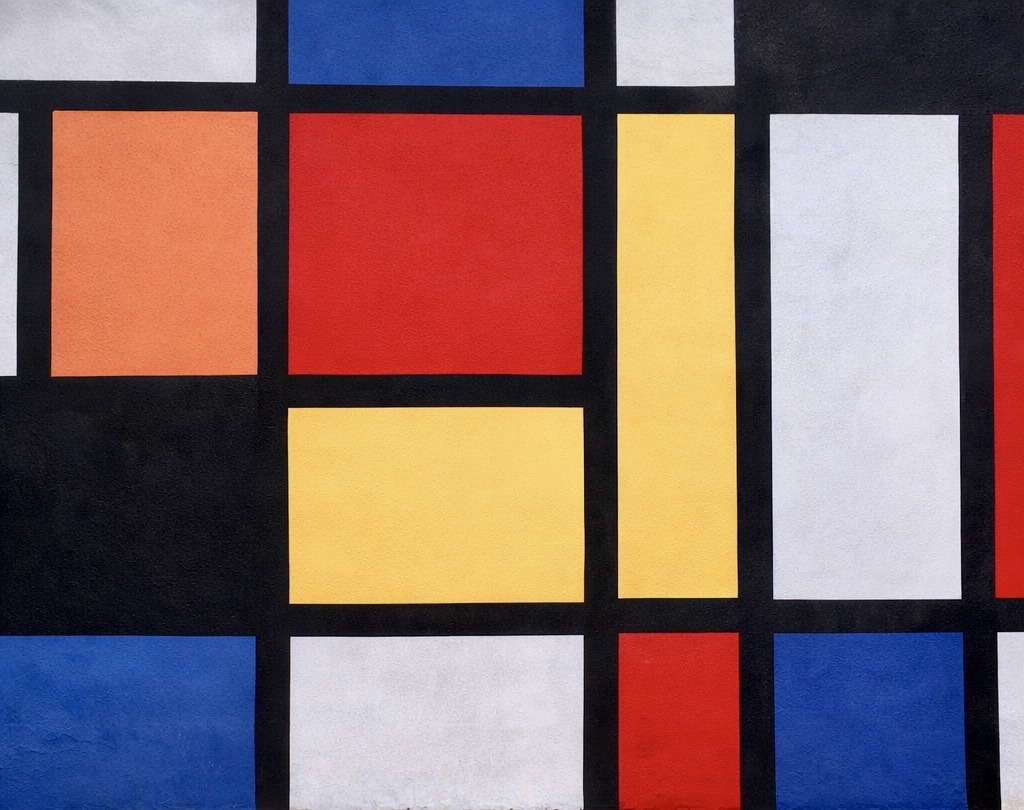 Abstract Geometric Mural Representing Emotional Structure and Inner Balance.