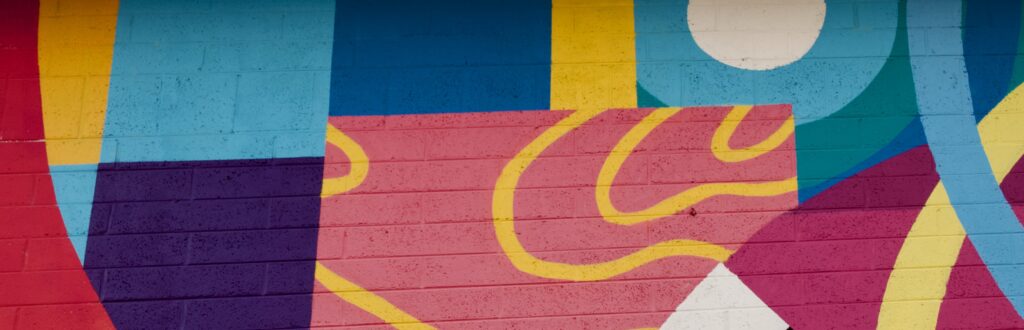 Abstract of colorful mural representing emotional patterns and depth-oriented psychotherapy